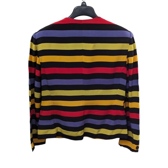 Vintage Y2K Jones New York 100% Silk Rainbow Striped Blazer Career Jacket 10 Med - Picture 4 of 8